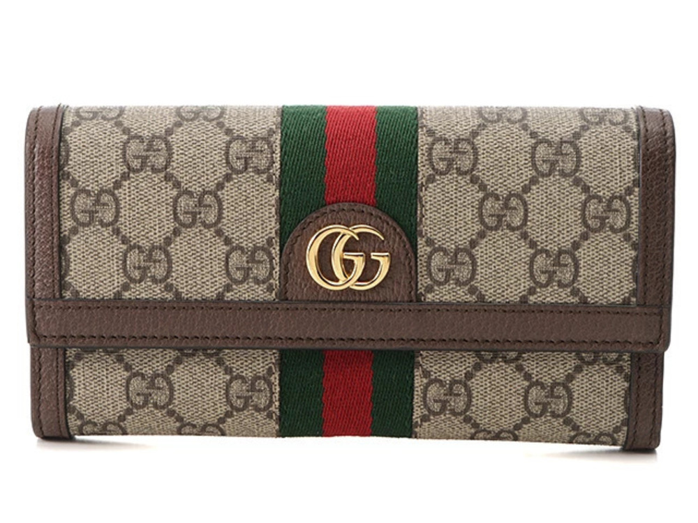 Gucci Ophidia GG Continental Wallet Supreme Leather Beige Cream Ebony